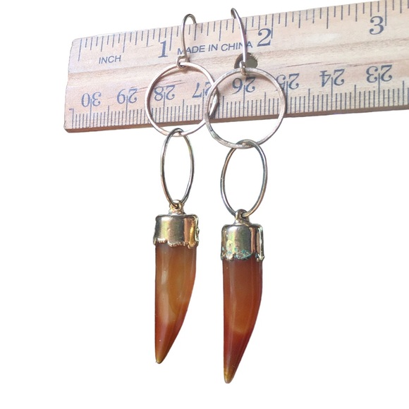 Beautiful Horn Shaped Carnelian Earrings - Picture 8 of 8